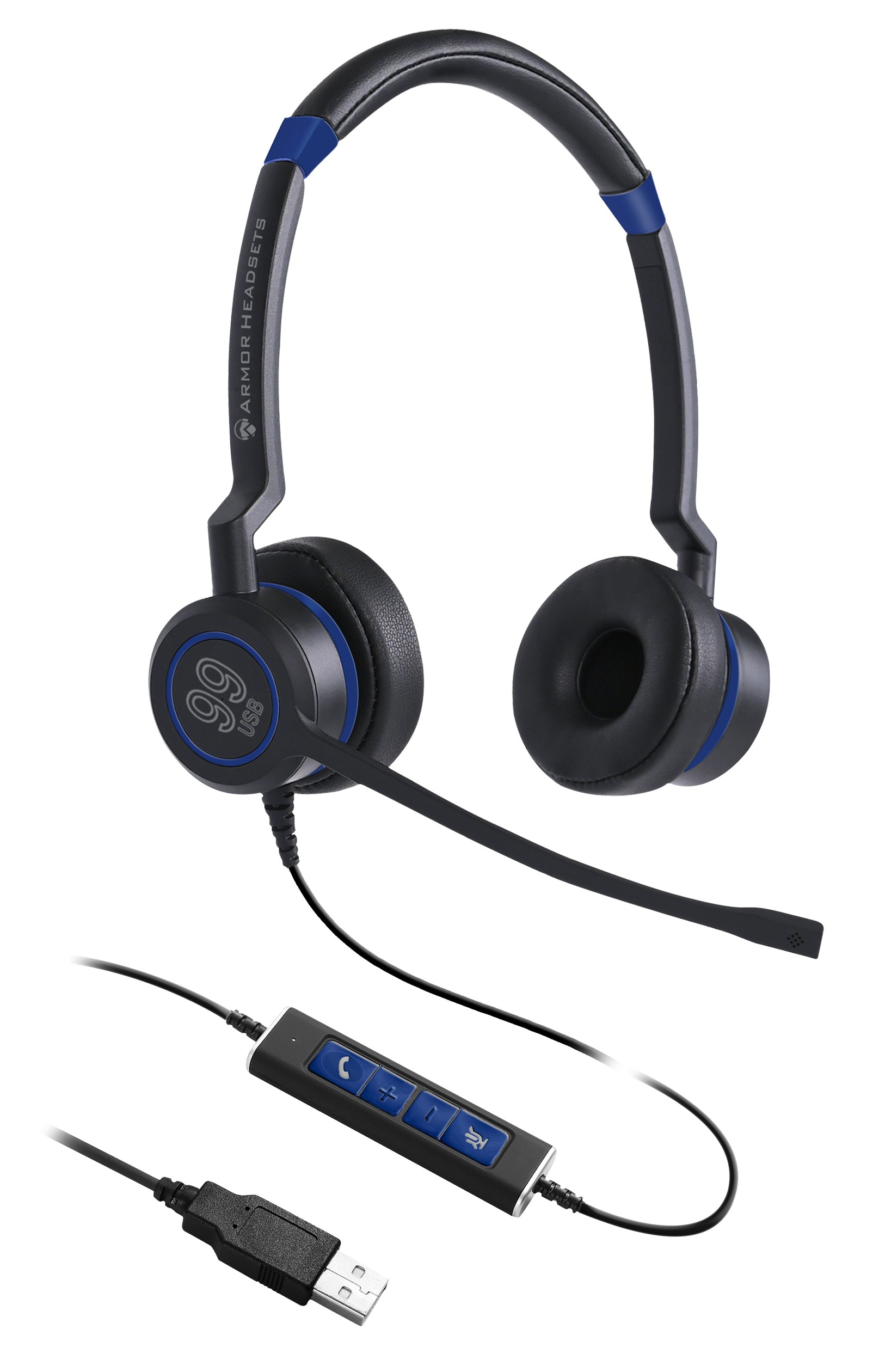 Armor 99 Double Ultra Noise Cancelling USB Wired Headset - Single Ear - Microsoft Teams Compatible