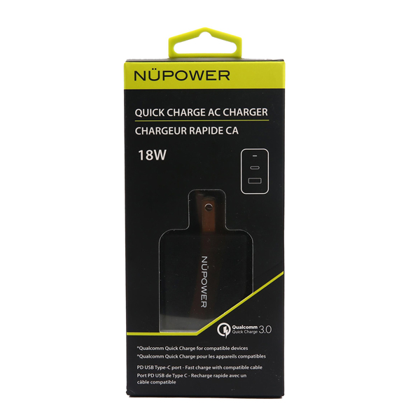 NuPower AC Charger Quick Charge 3.0 and Power Delivery 18W