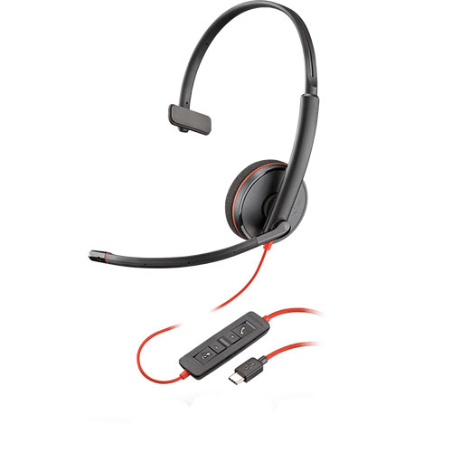 Plantronics Blackwire 3210 Monaural Multimedia Headset - USB C