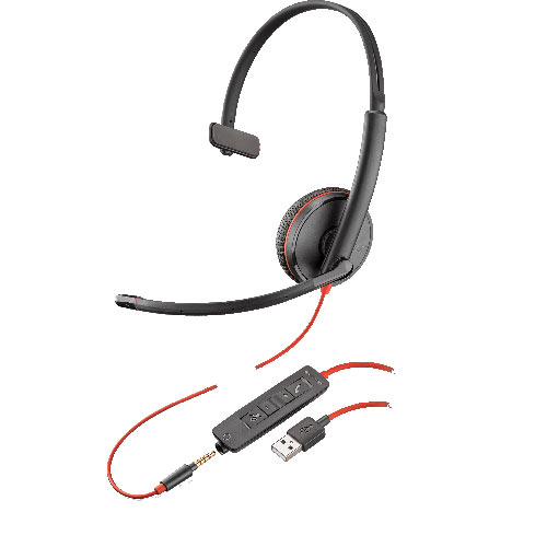 Plantronics Blackwire 3215 Monaural Multimedia Headset - USB A